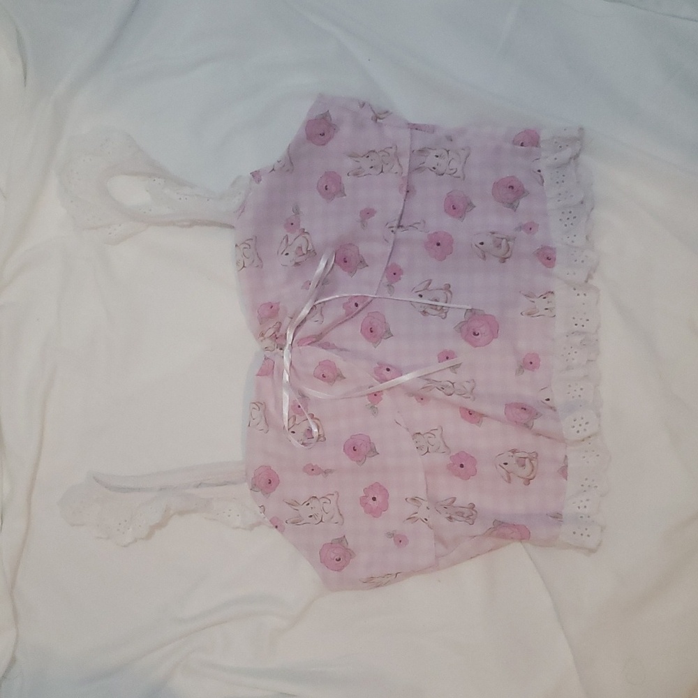 coquette lace bunny print crop top